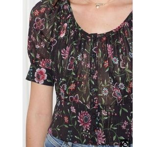 & Other Stories Black Floral Puff Sleeve Blouse 2